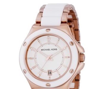 Michael Kors Ceramic, White & Rose Gold Watch